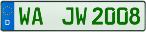 Grünes Kennzeichen WA